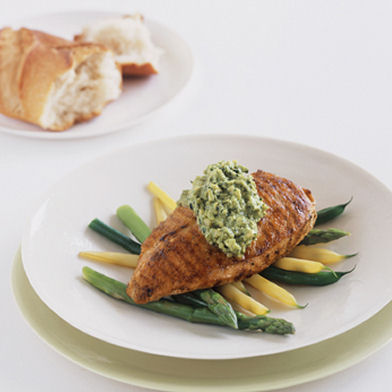 Char-grilled Chicken with Basil, Cashew and Parmesan